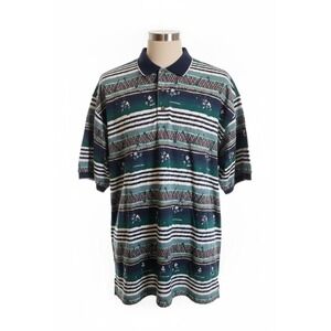 Disney XXL Mickey Mouse Golf All Over Print Polo Shirt Mens Y2K 90's Vtg Cotton